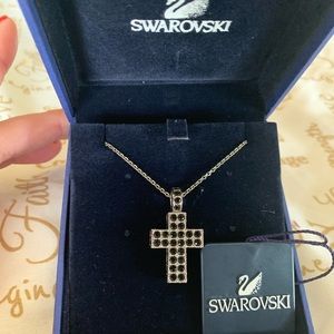 Swarovski Black Crystal Cross Necklace